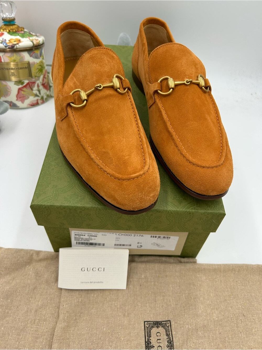 Men's Gucci JORDAAN suede horse bit loafers size 8.5 fits 9 US made in Italy